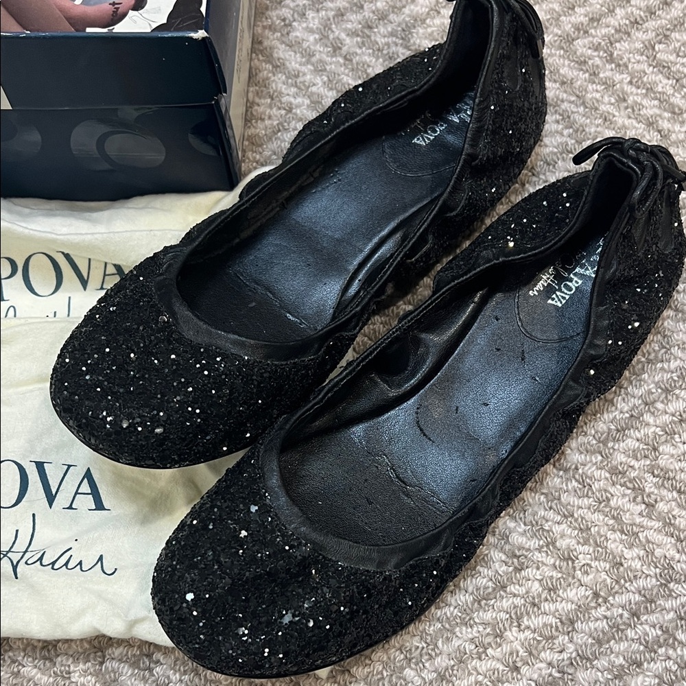 Black Sequin Ballet Flats